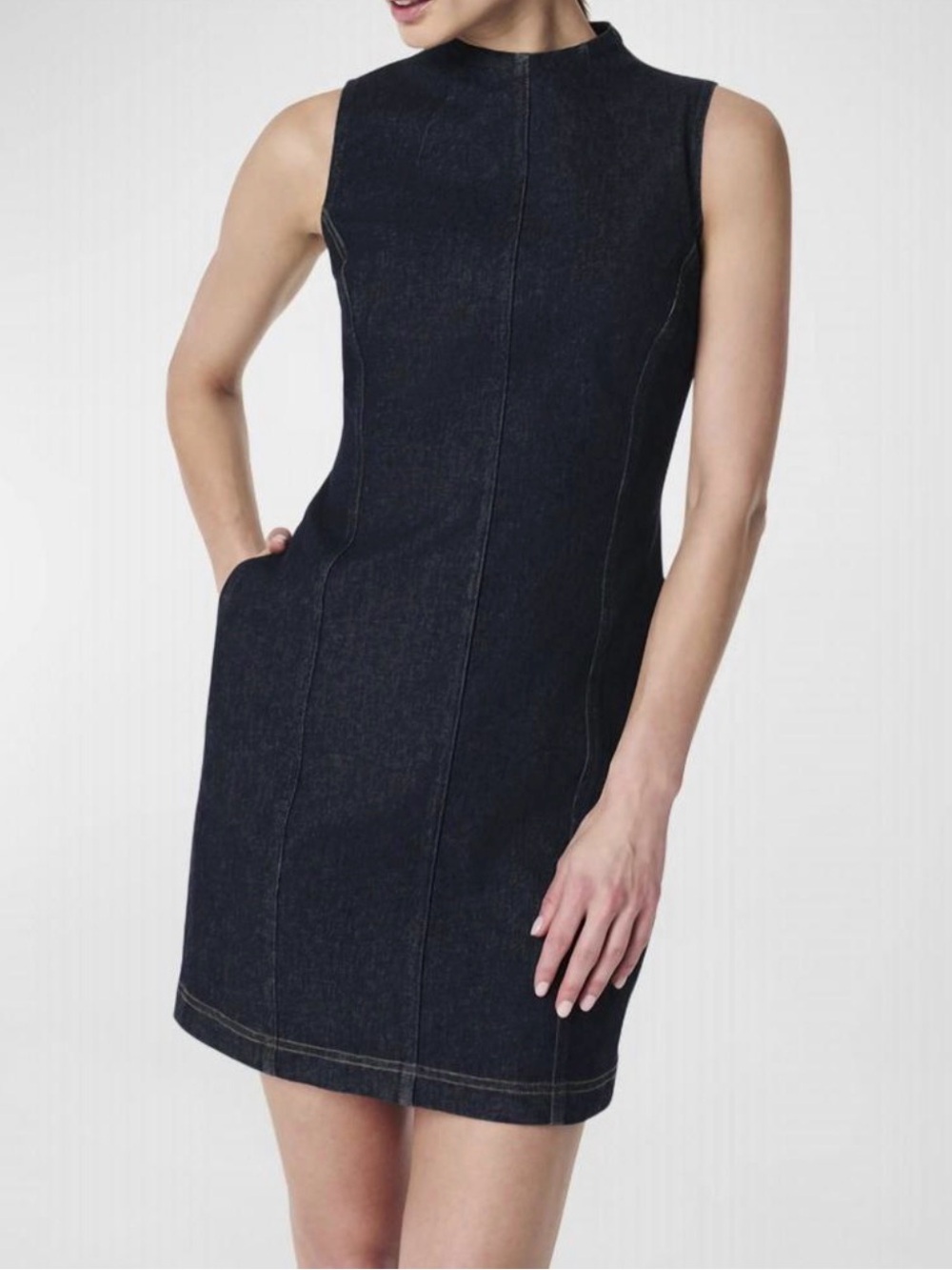 SPANX Sleeveless Dark Denim Shift Dress Size L